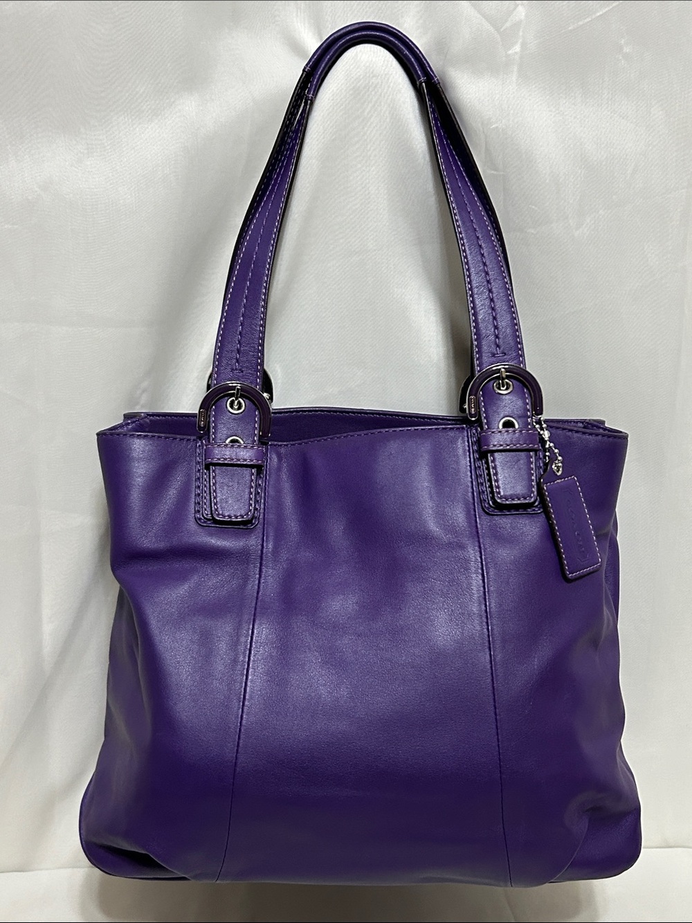 Coach Soho North South Leather Tote In Berry